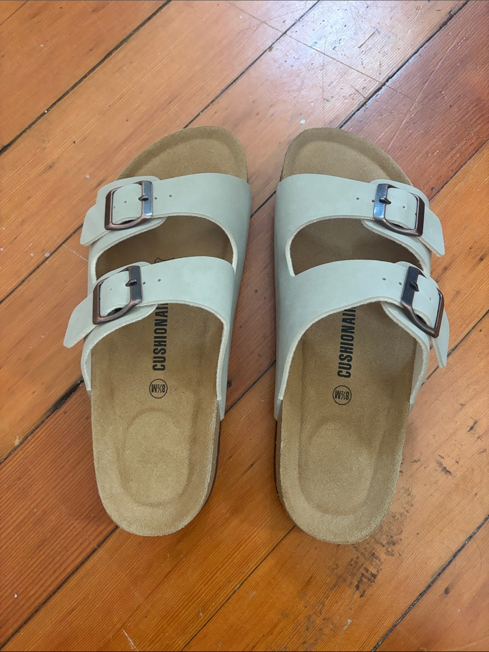 Cushionaflex Women’s Double Buckle Sandals in Light Taupe